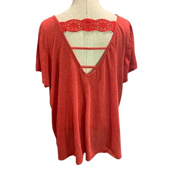 22/24 Cacique Womens Sleep Loungewear Tshirt Top Linen Blend Light Red - Picture 5 of 8